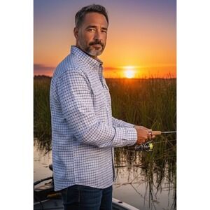 Habit Dockside Check Long Sleeve Fishing Shirt UPF 40+ Men's Medium